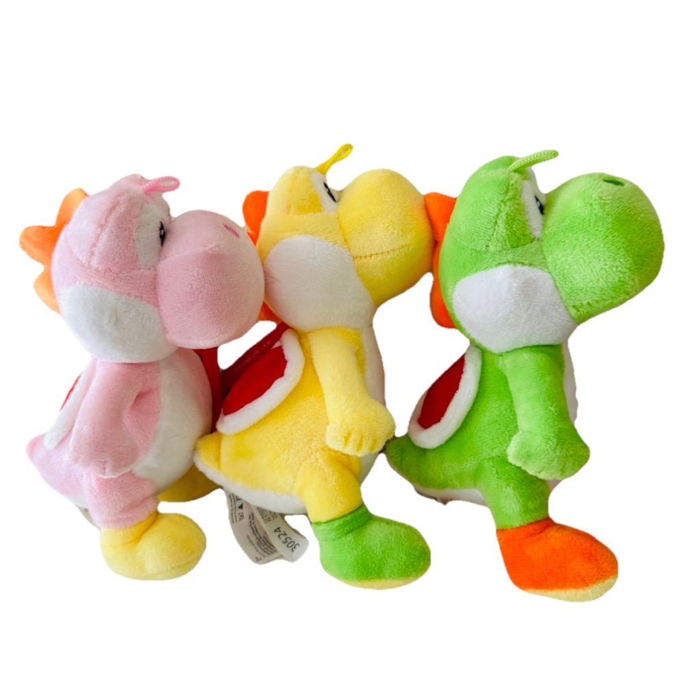 Set of 3 Nintendo Yoshi Stuffed Animals Yellow, Pink & Green Plush Toy 7” - Picture 5 of 5